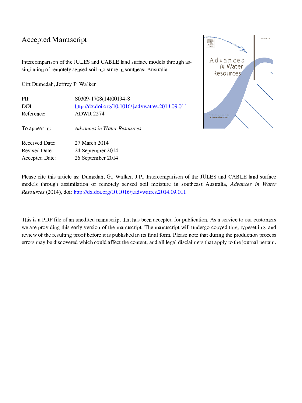 Intercomparison of the JULES and CABLE land surface models through assimilation of remotely sensed soil moisture in southeast Australia