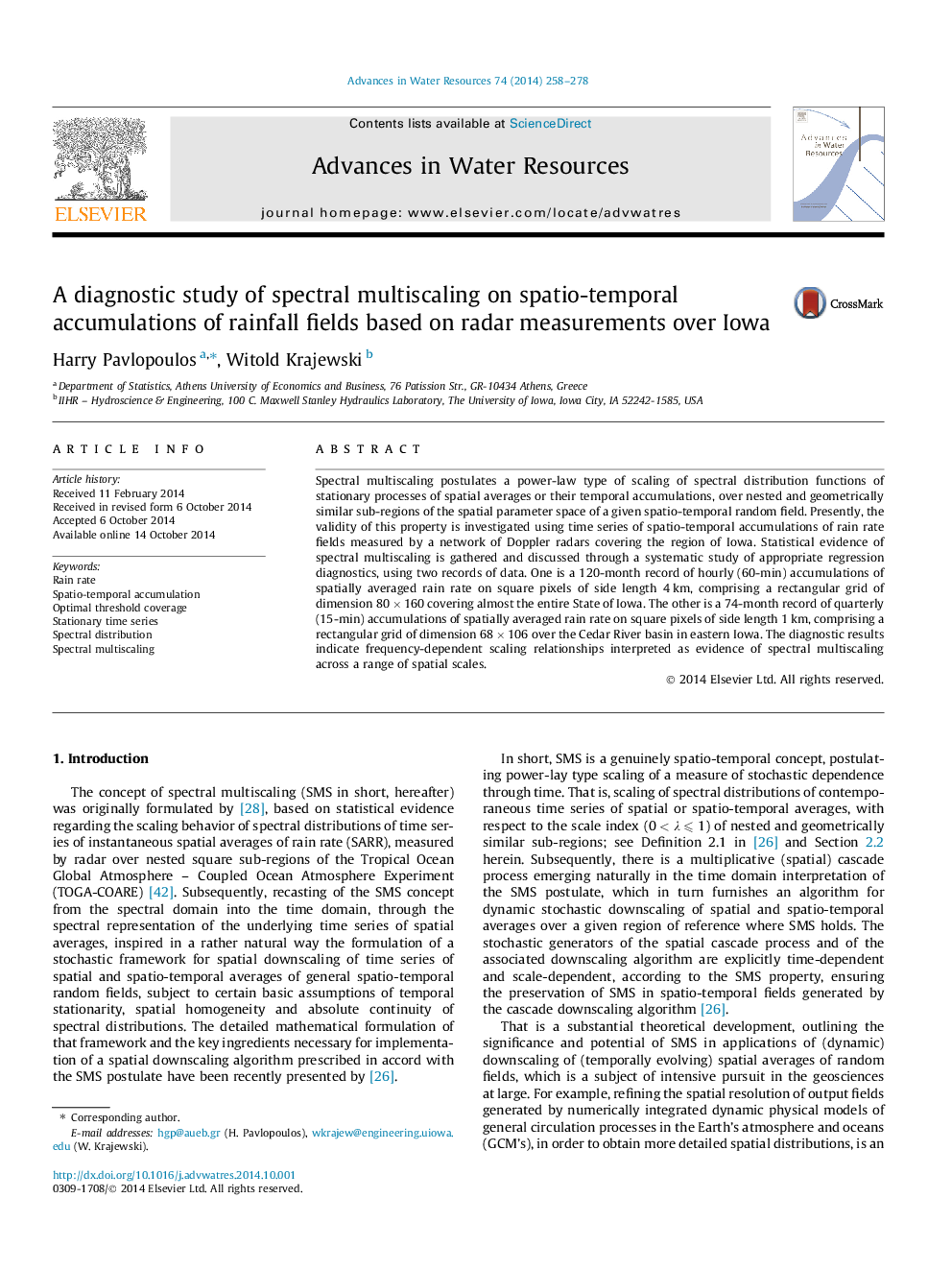 A diagnostic study of spectral multiscaling on spatio-temporal accumulations of rainfall fields based on radar measurements over Iowa