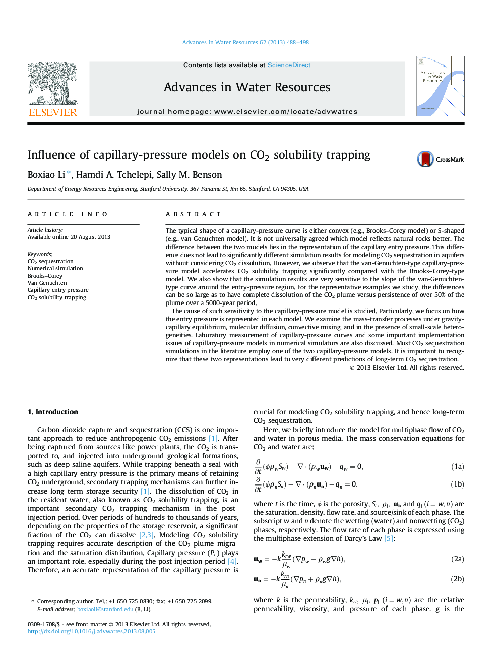 Influence of capillary-pressure models on CO2 solubility trapping