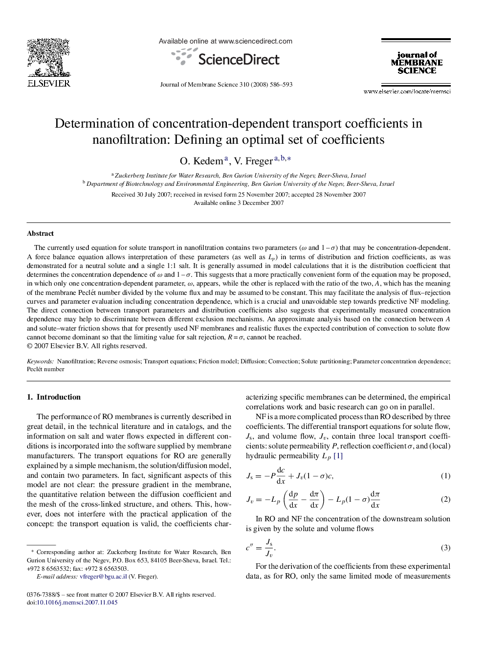 Determination of concentration-dependent transport coefficients in nanofiltration: Defining an optimal set of coefficients