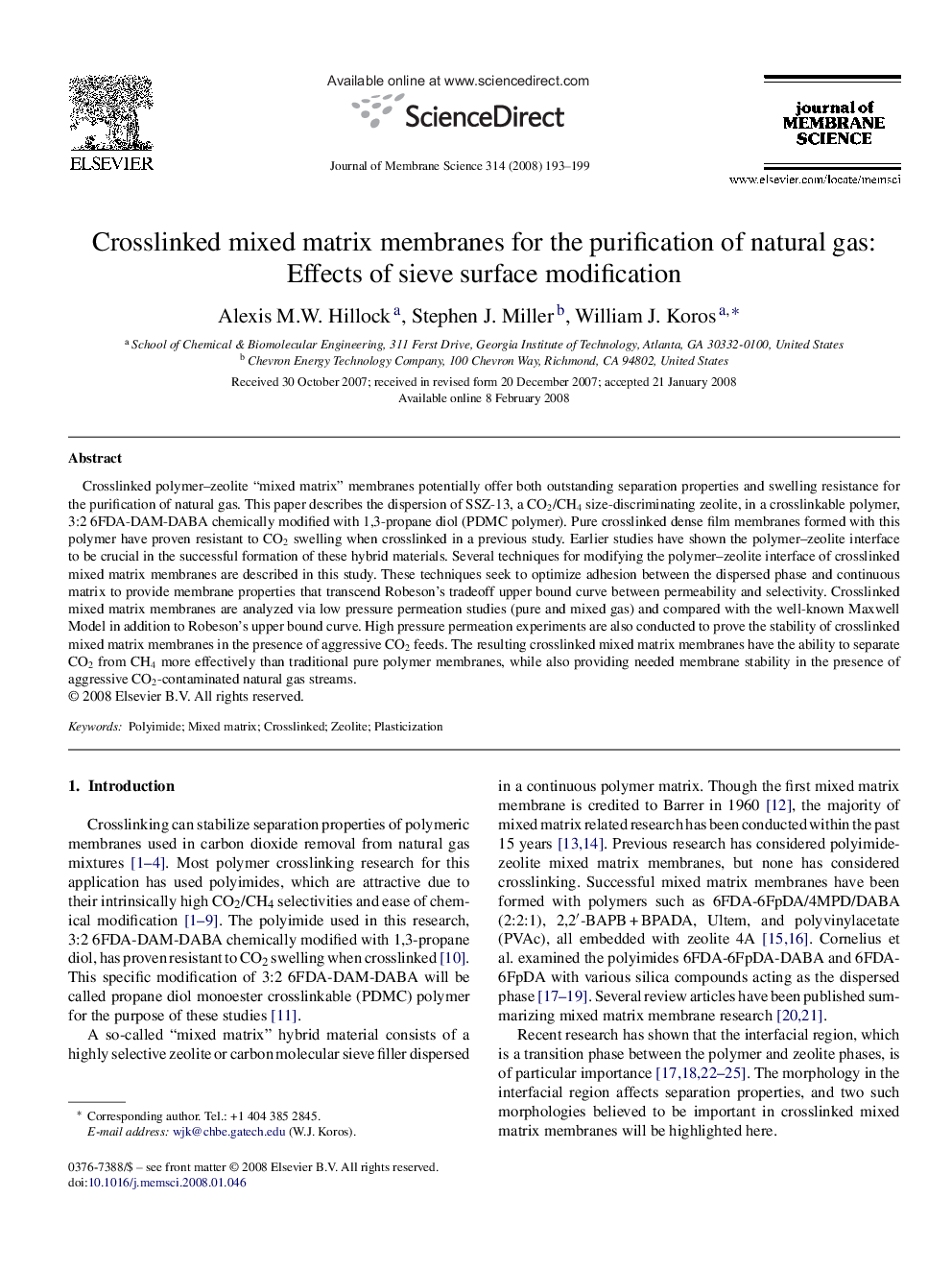 Crosslinked mixed matrix membranes for the purification of natural gas: Effects of sieve surface modification