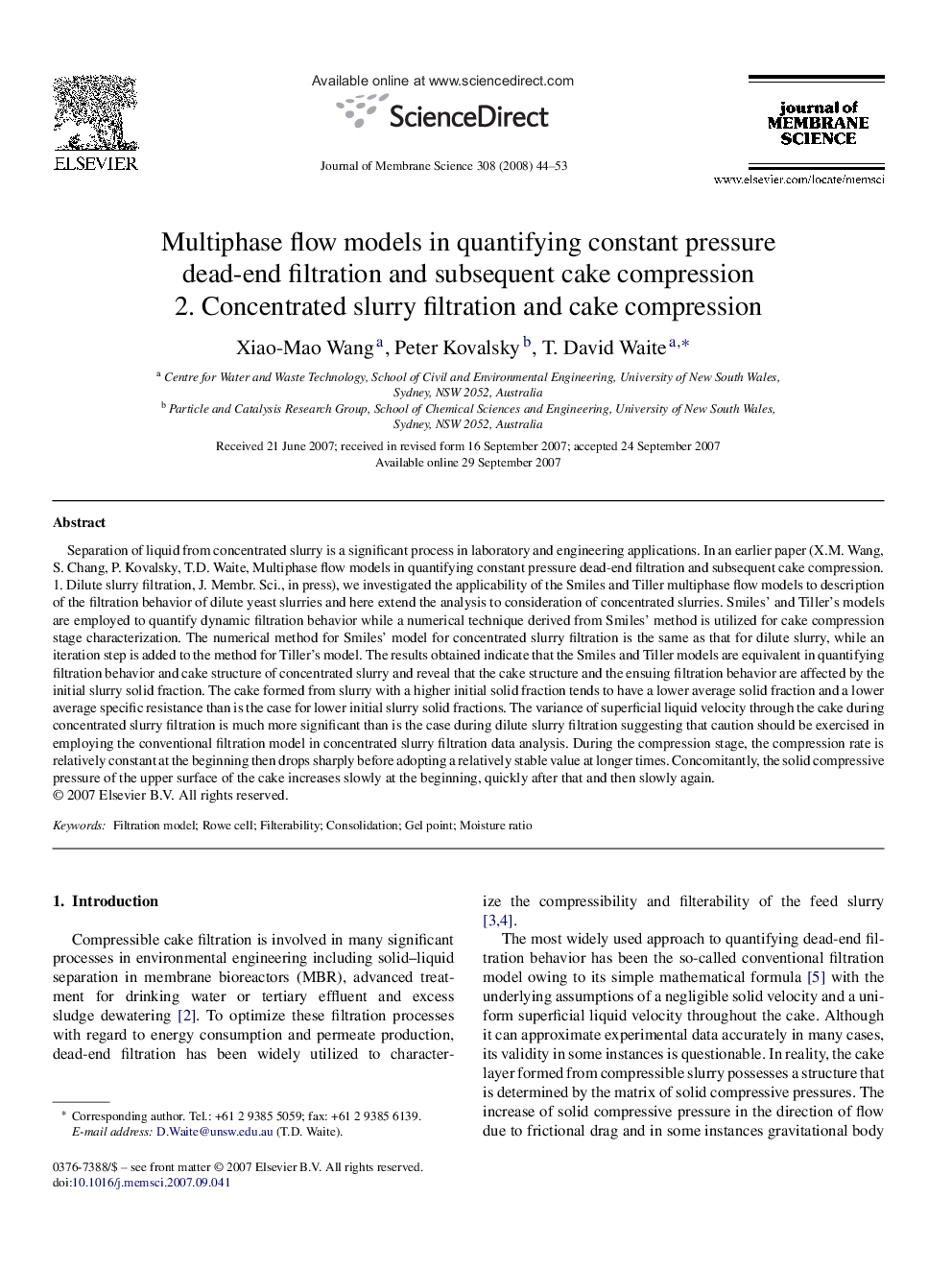 Multiphase flow models in quantifying constant pressure dead-end filtration and subsequent cake compression: 2. Concentrated slurry filtration and cake compression