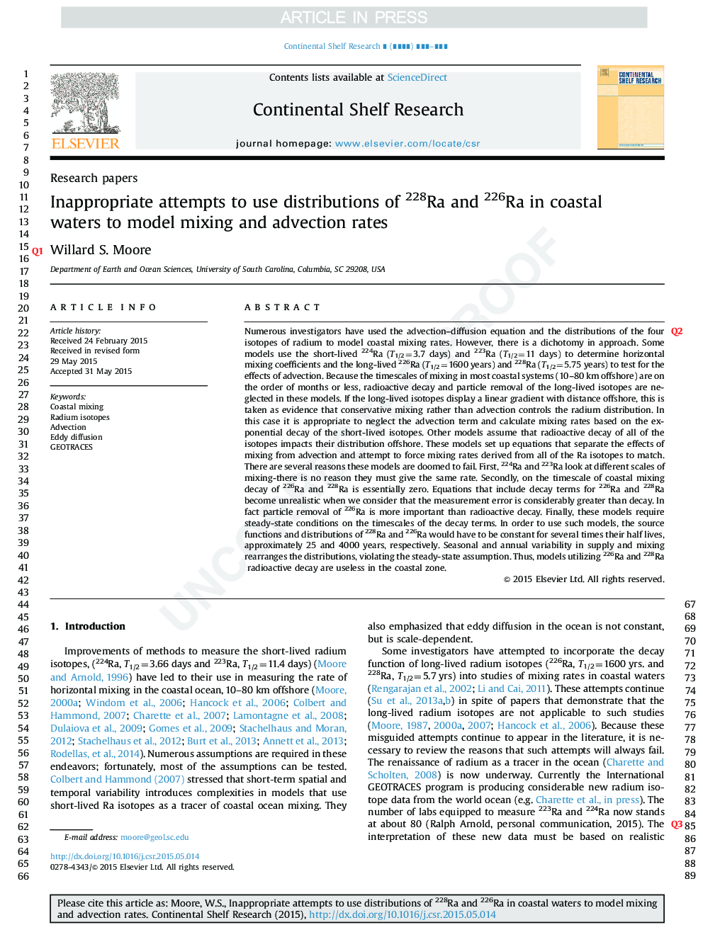 Inappropriate attempts to use distributions of 228Ra and 226Ra in coastal waters to model mixing and advection rates