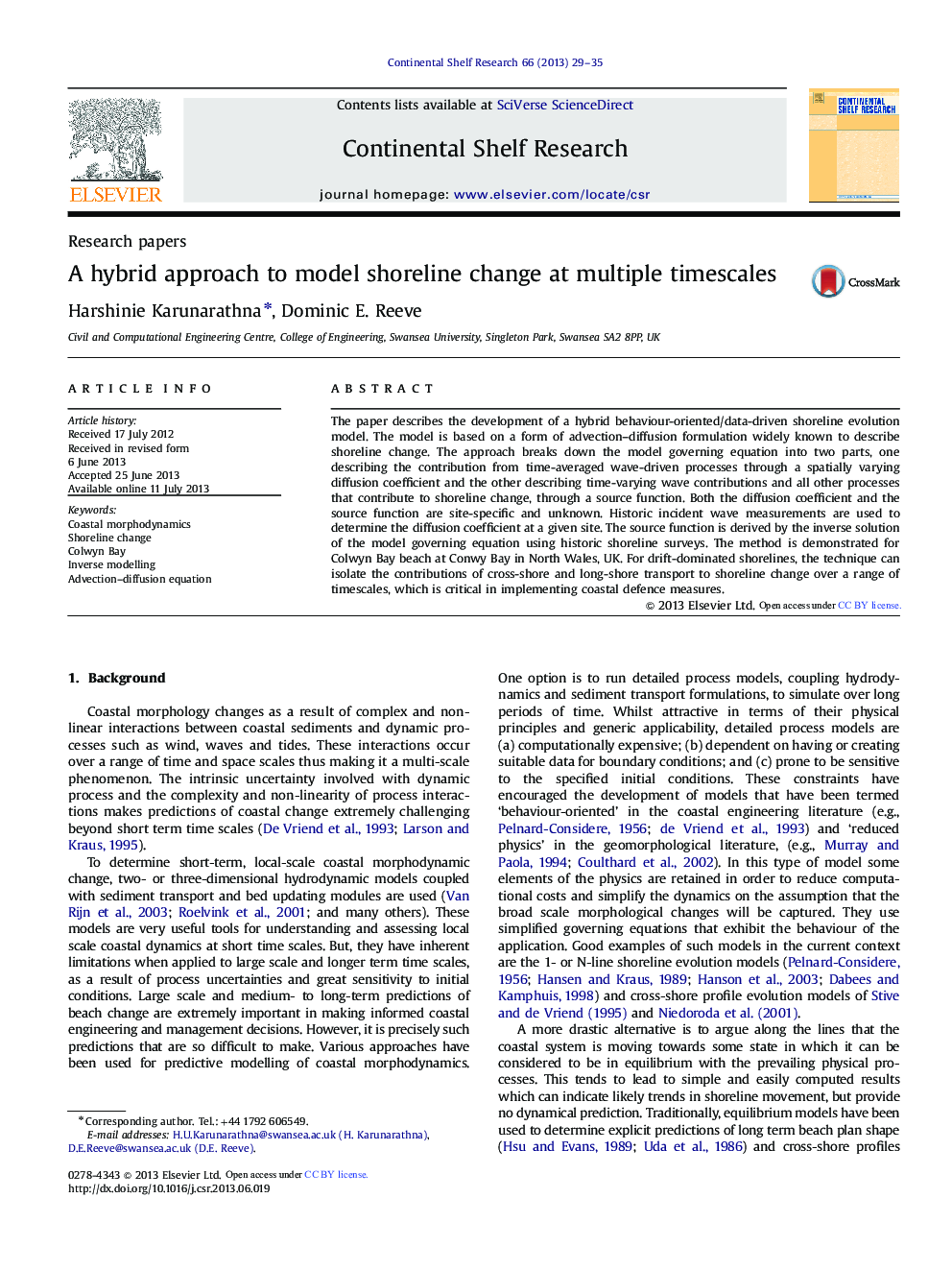 Research papersA hybrid approach to model shoreline change at multiple timescales