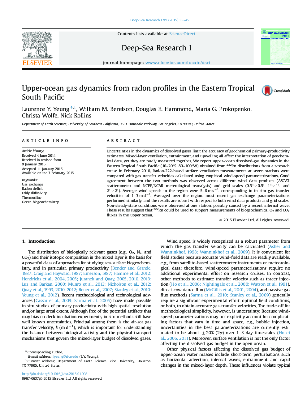 Upper-ocean gas dynamics from radon profiles in the Eastern Tropical South Pacific