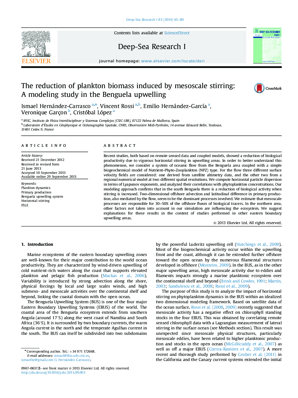 The reduction of plankton biomass induced by mesoscale stirring: A modeling study in the Benguela upwelling