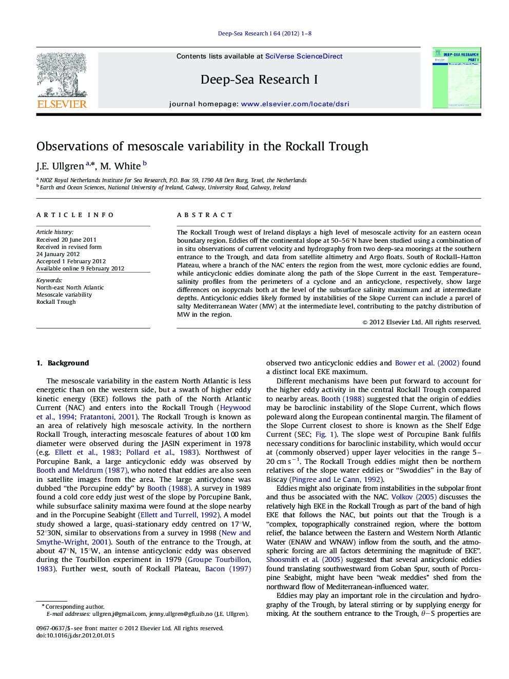 Observations of mesoscale variability in the Rockall Trough