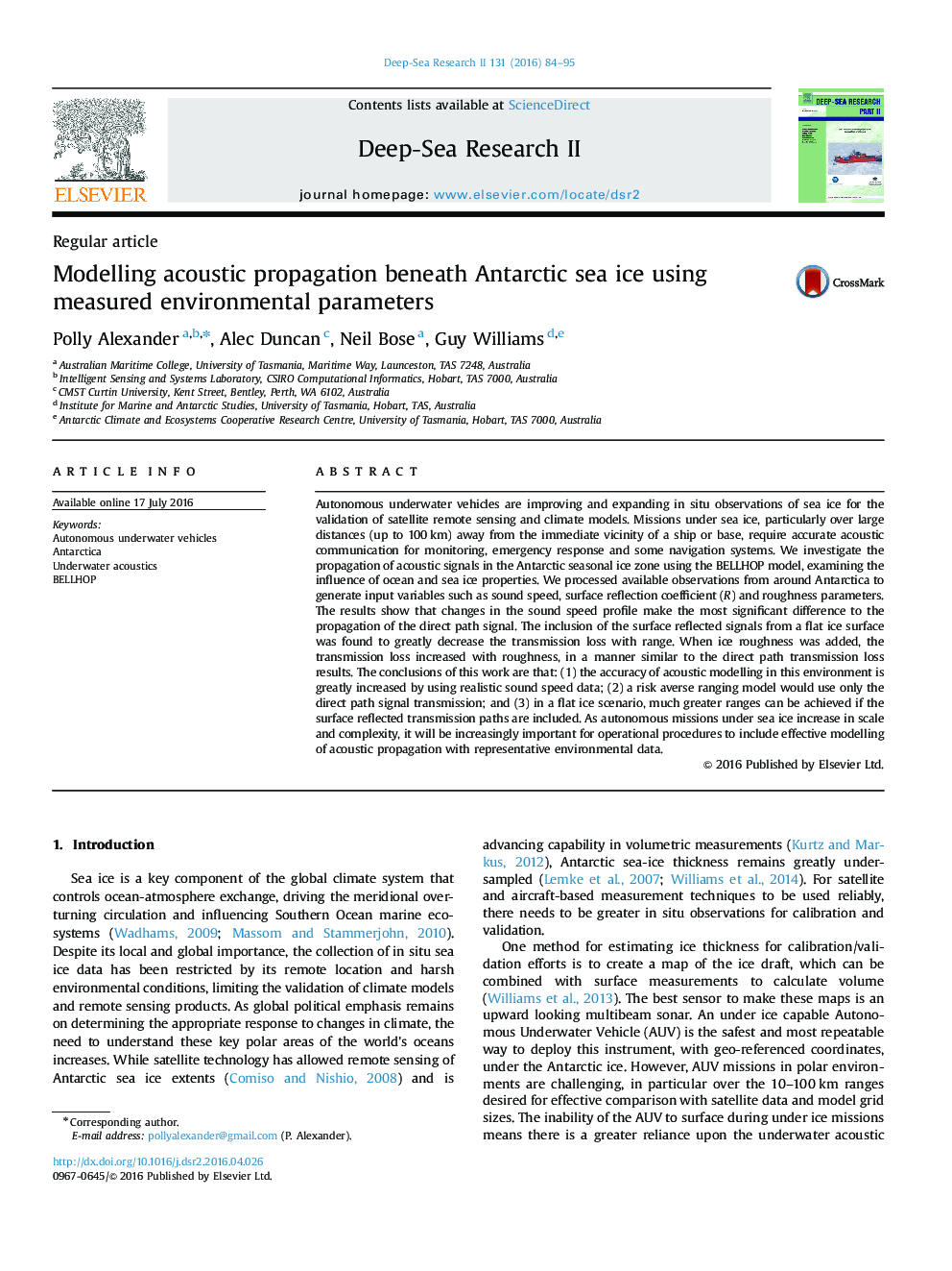 Modelling acoustic propagation beneath Antarctic sea ice using measured environmental parameters