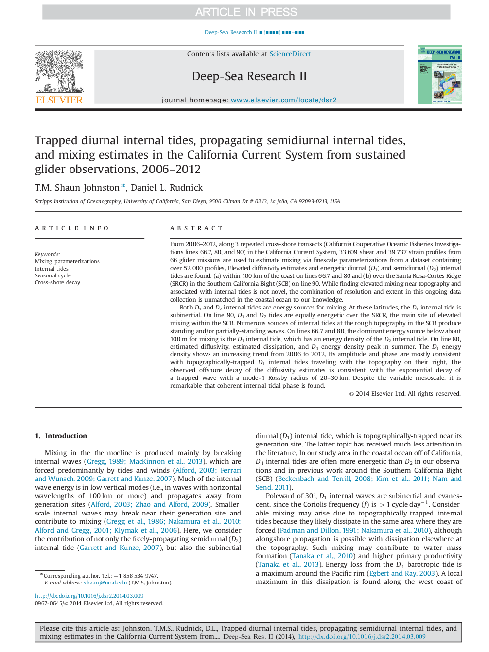 Trapped diurnal internal tides, propagating semidiurnal internal tides, and mixing estimates in the California Current System from sustained glider observations, 2006-2012