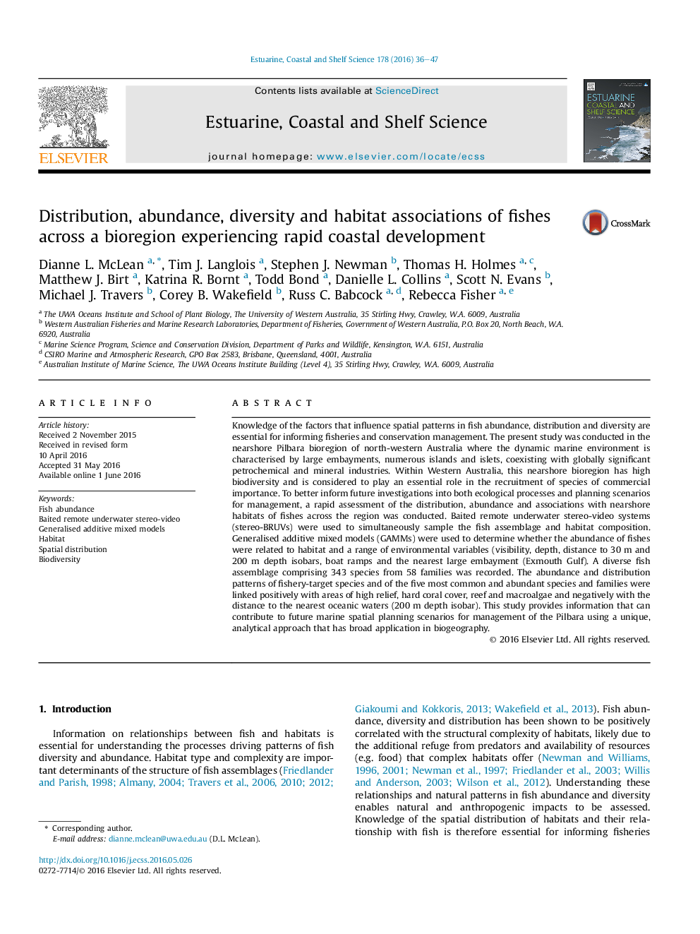 Distribution, abundance, diversity and habitat associations of fishes across a bioregion experiencing rapid coastal development