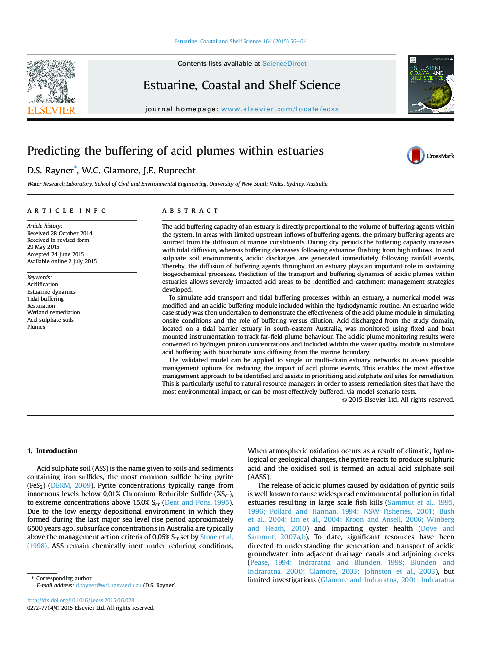 Predicting the buffering of acid plumes within estuaries