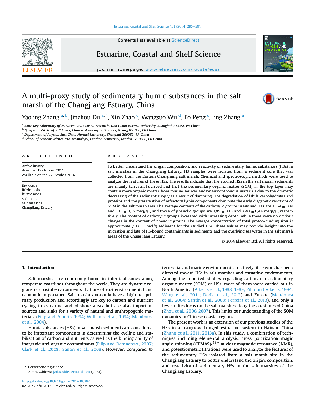 بررسی چند پروکسی از مواد هیدروژنی رسوبی در نمک دریای رودخانه چانگ لیانگ، چین 