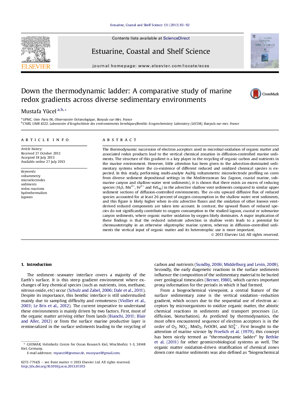 Down the thermodynamic ladder: A comparative study of marine redox gradients across diverse sedimentary environments