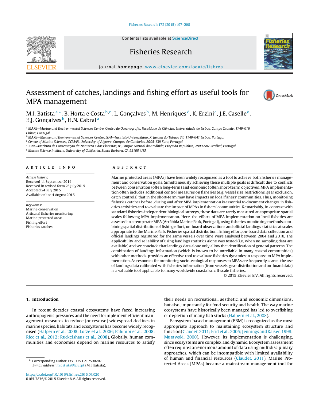 Assessment of catches, landings and fishing effort as useful tools for MPA management