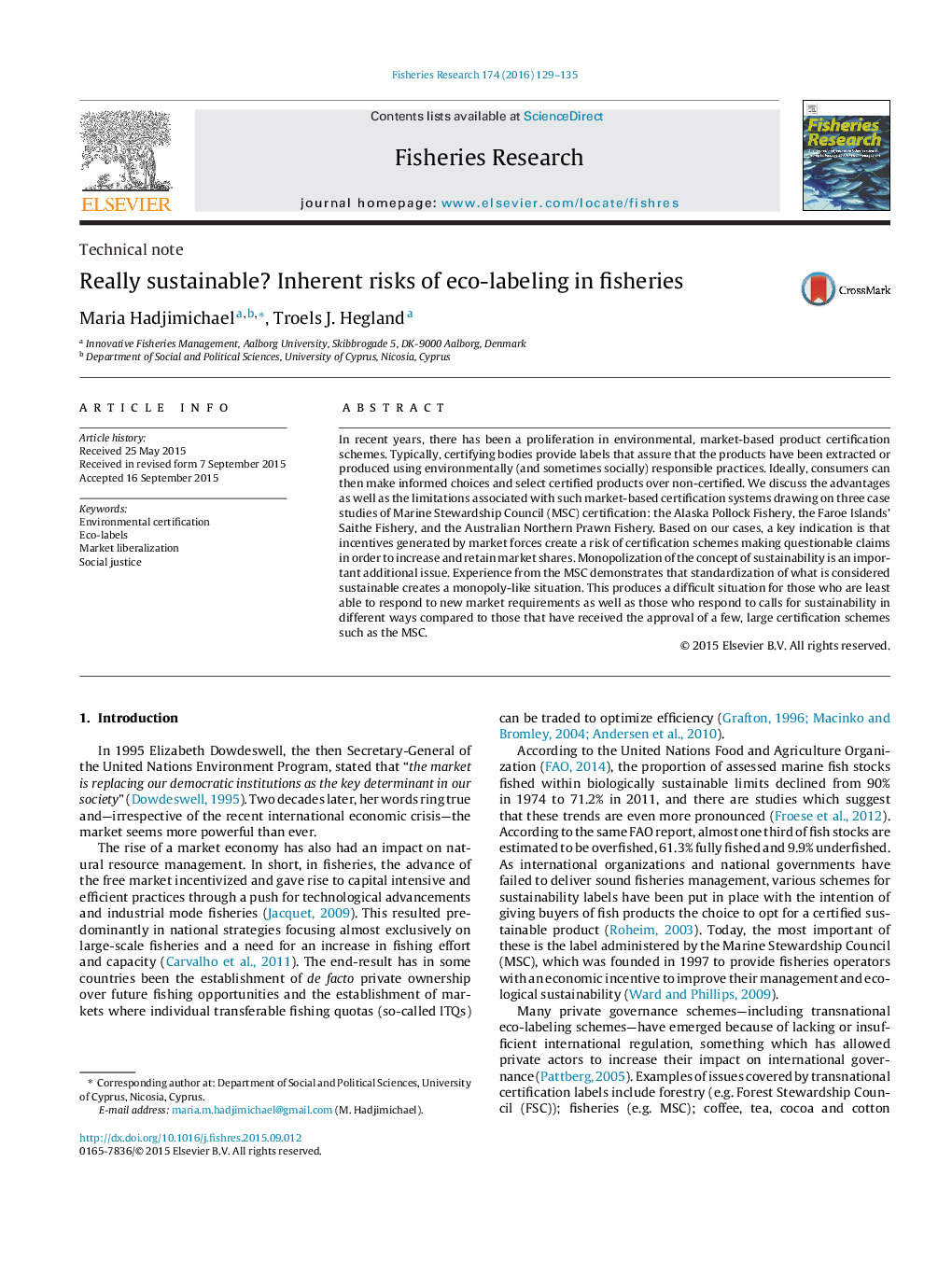 Really sustainable? Inherent risks of eco-labeling in fisheries