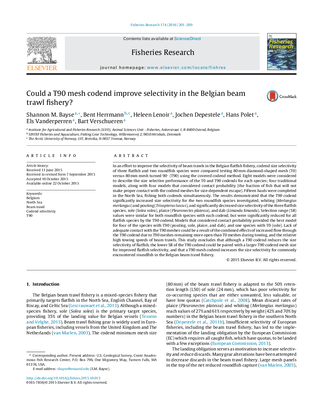 Could a T90 mesh codend improve selectivity in the Belgian beam trawl fishery?