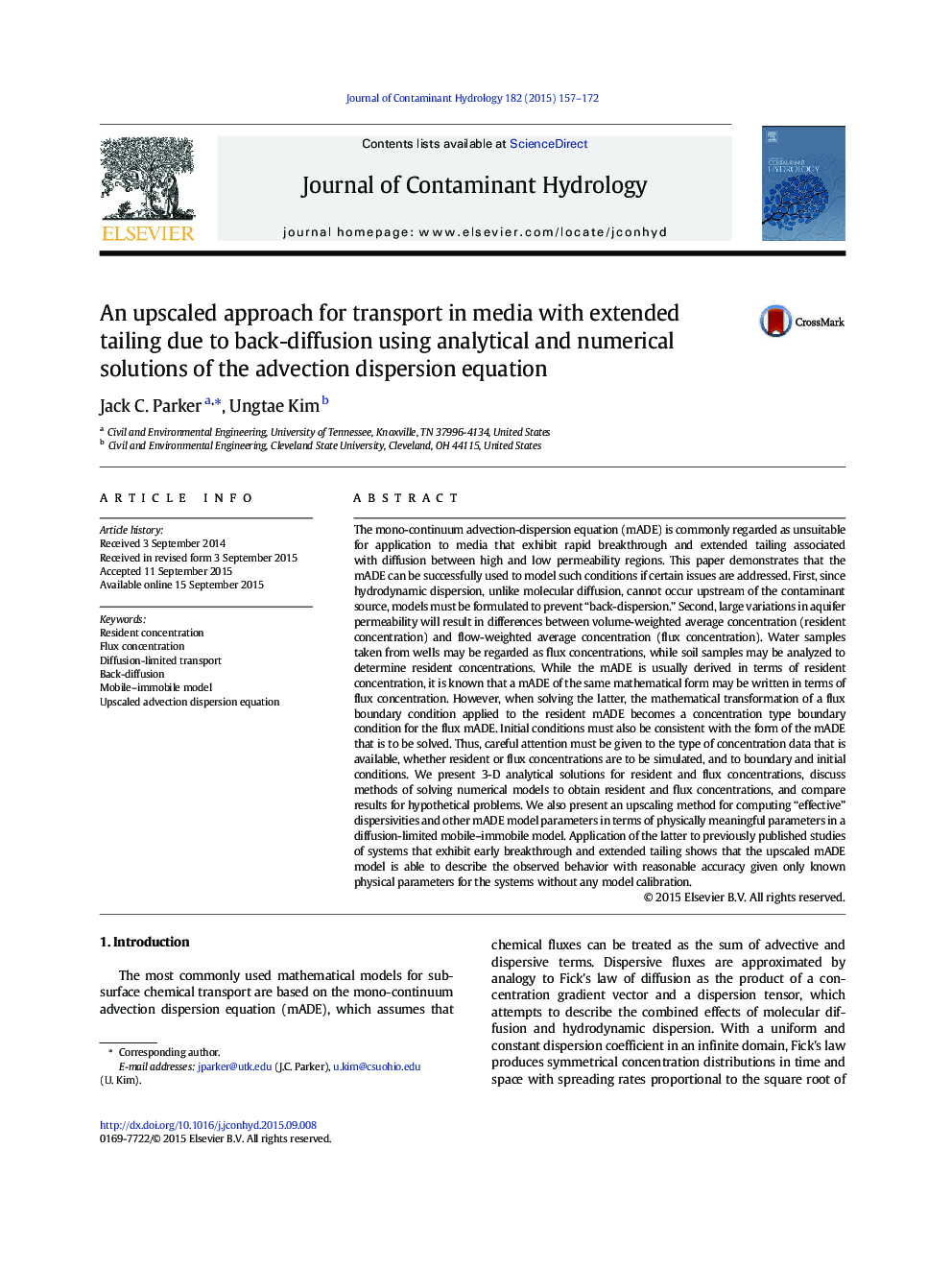 An upscaled approach for transport in media with extended tailing due to back-diffusion using analytical and numerical solutions of the advection dispersion equation