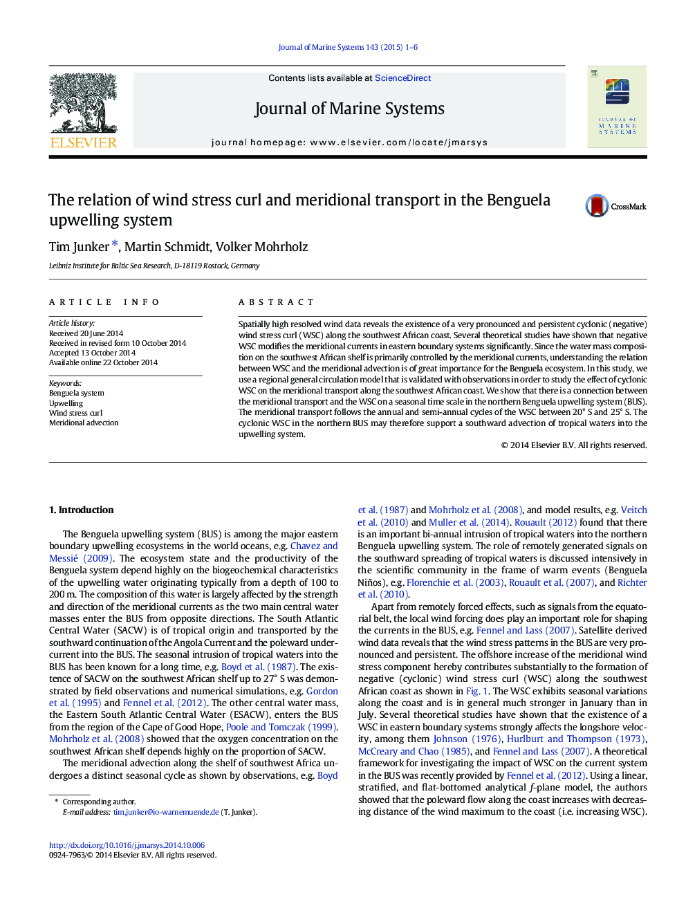 The relation of wind stress curl and meridional transport in the Benguela upwelling system