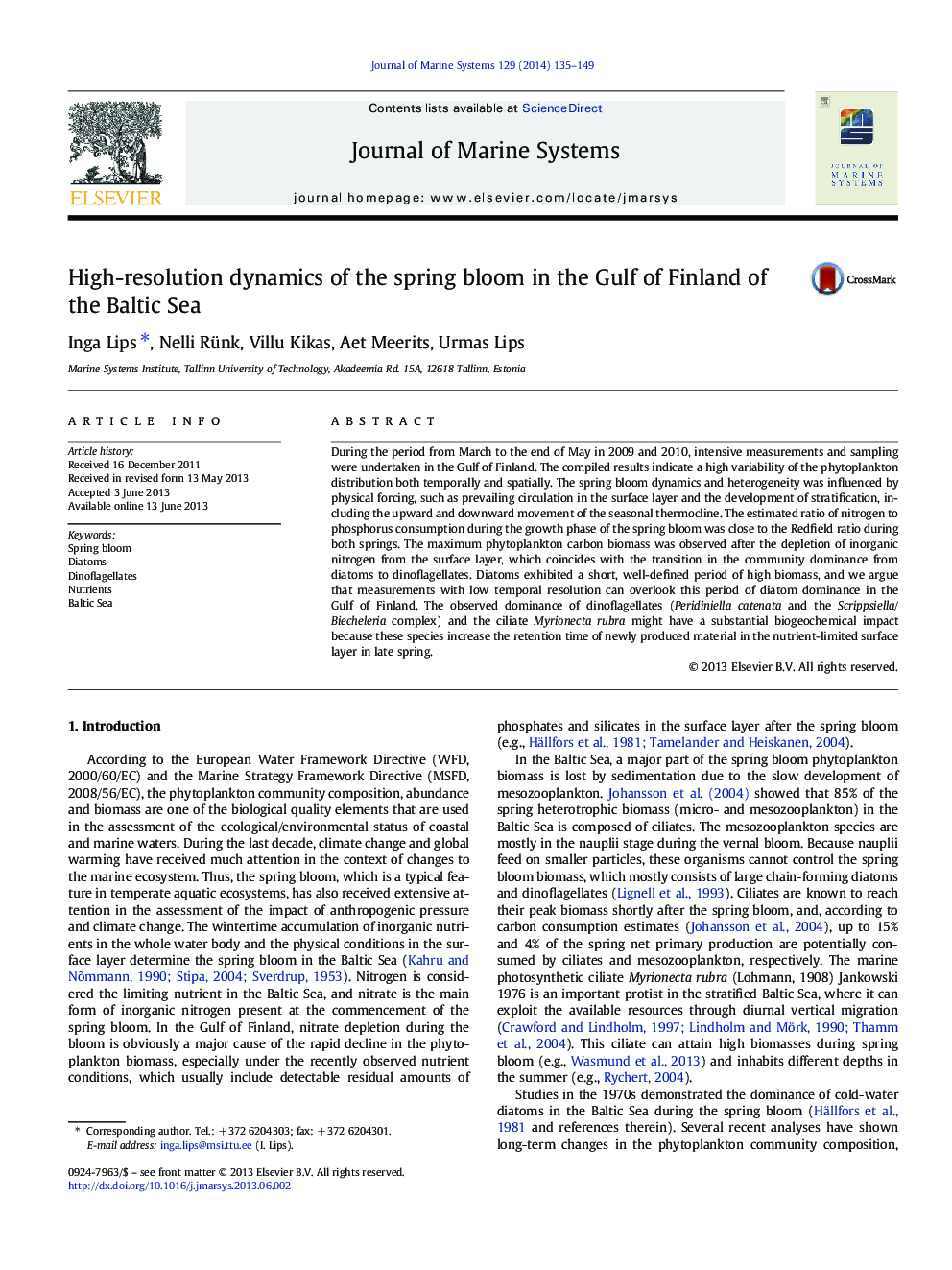 High-resolution dynamics of the spring bloom in the Gulf of Finland of the Baltic Sea