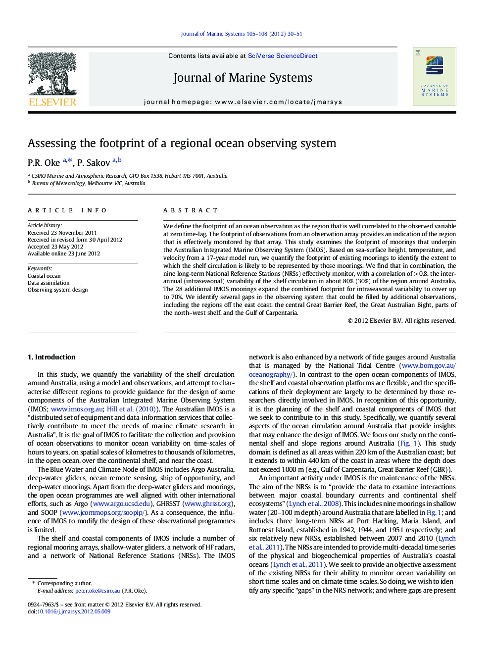 Assessing the footprint of a regional ocean observing system