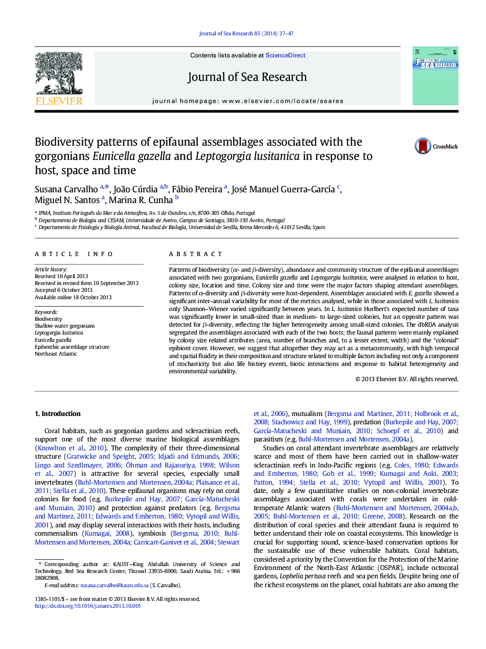 Biodiversity patterns of epifaunal assemblages associated with the gorgonians Eunicella gazella and Leptogorgia lusitanica in response to host, space and time