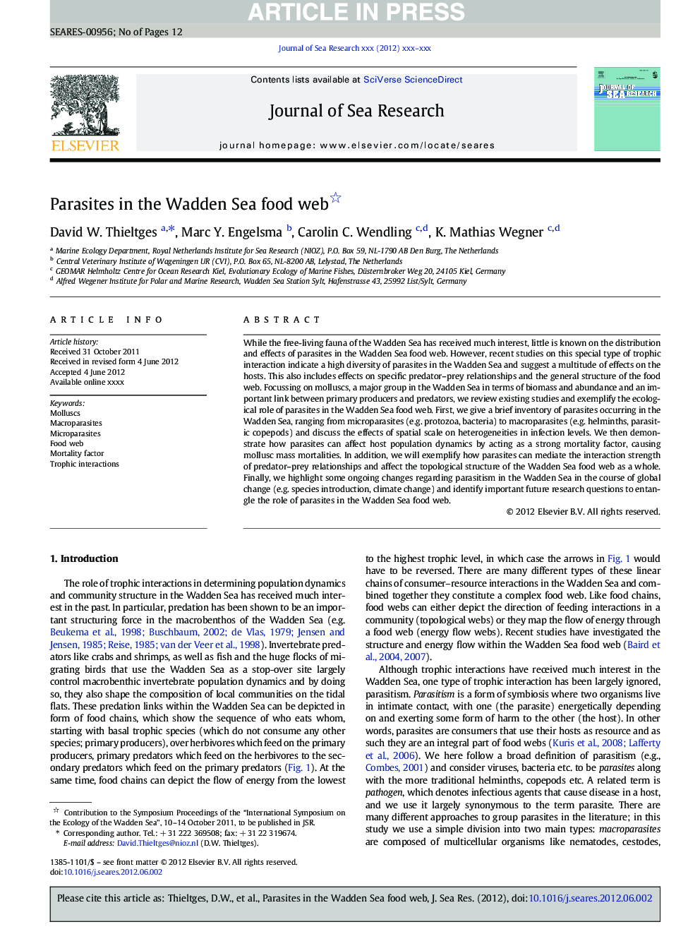 Parasites in the Wadden Sea food web