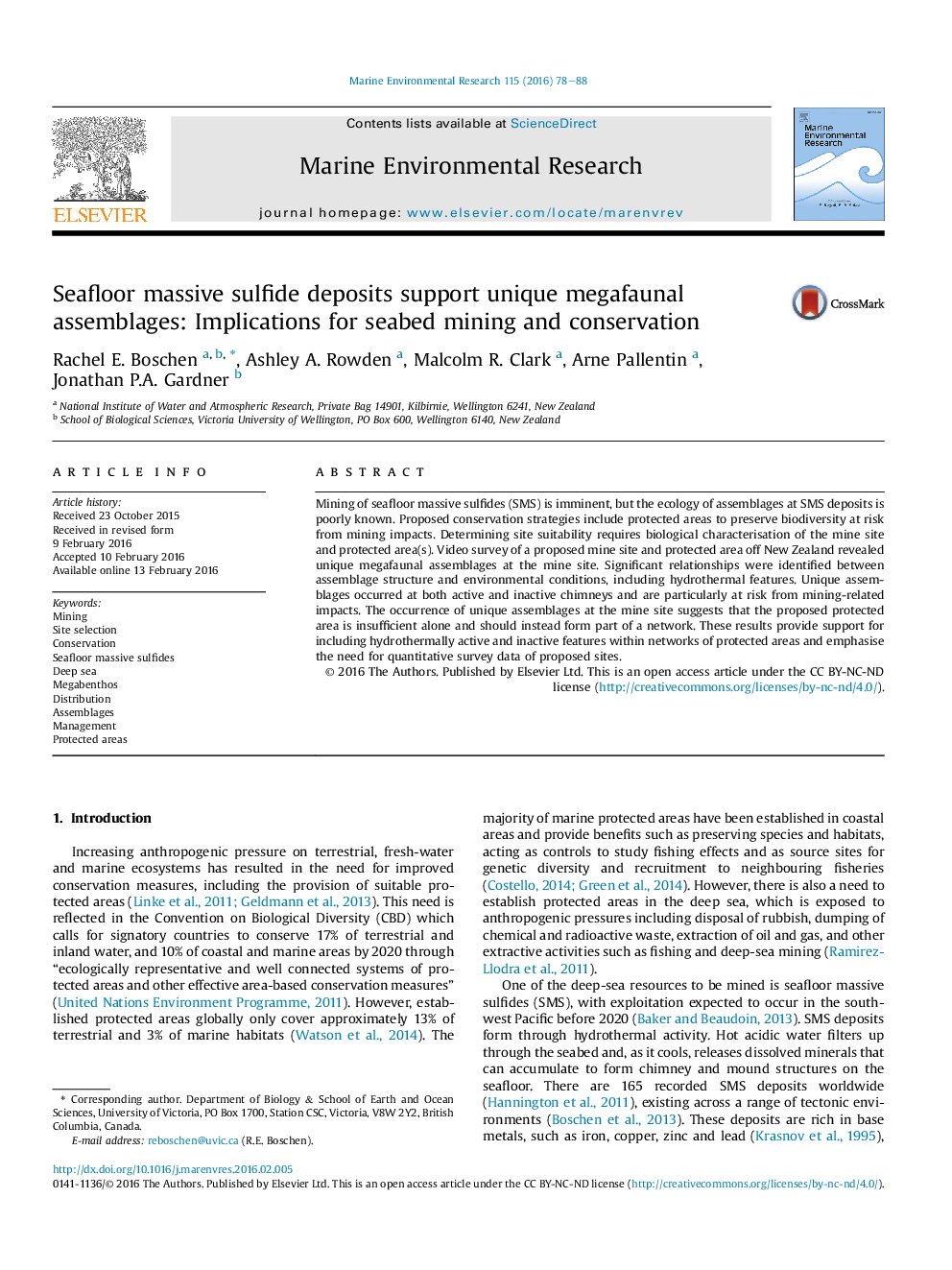 Seafloor massive sulfide deposits support unique megafaunal assemblages: Implications for seabed mining and conservation