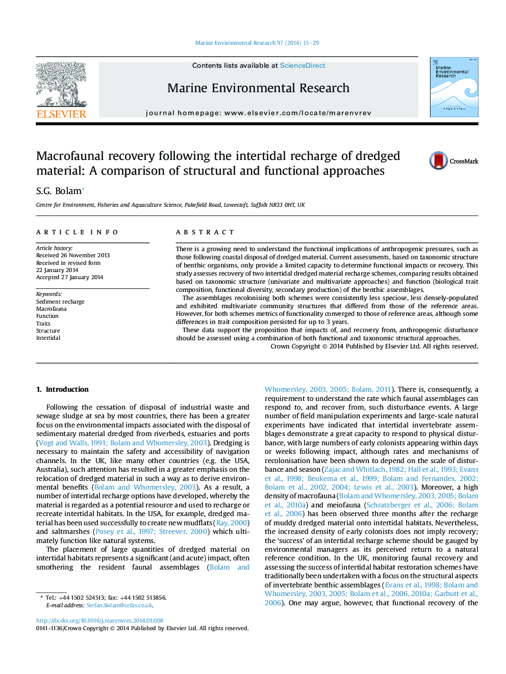 Macrofaunal recovery following the intertidal recharge of dredged material: A comparison of structural and functional approaches