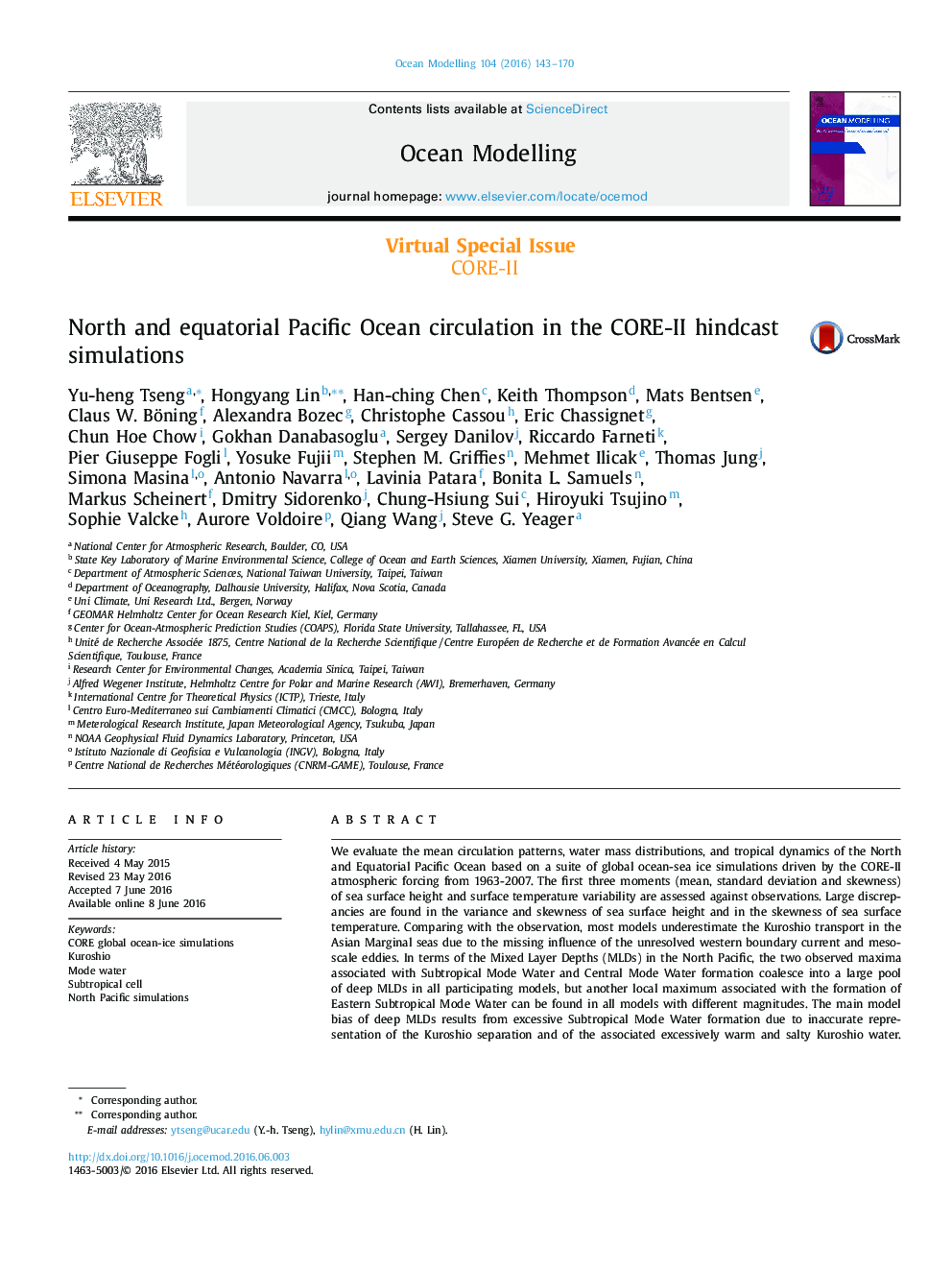 North and equatorial Pacific Ocean circulation in the CORE-II hindcast simulations