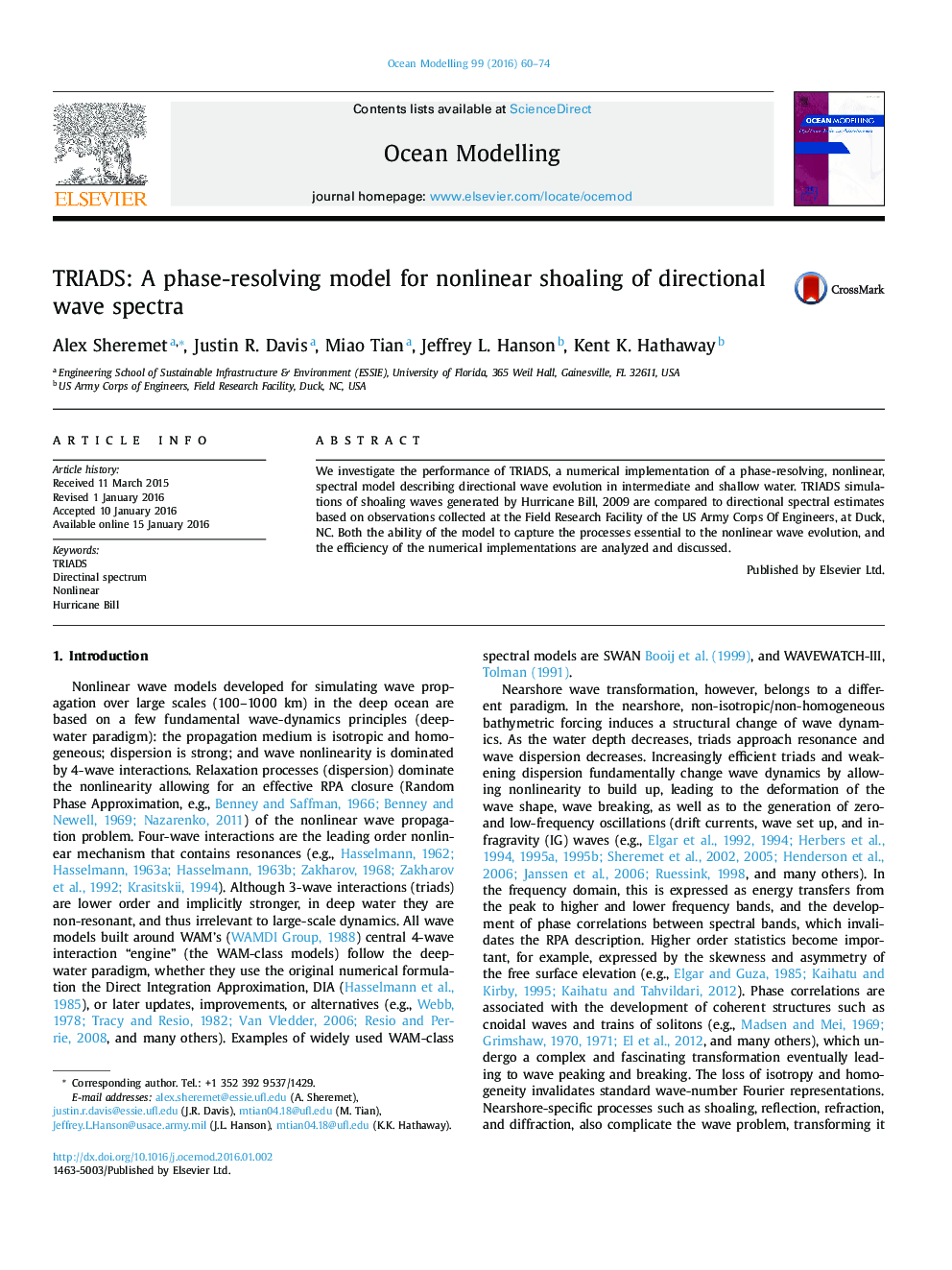 TRIADS: A phase-resolving model for nonlinear shoaling of directional wave spectra