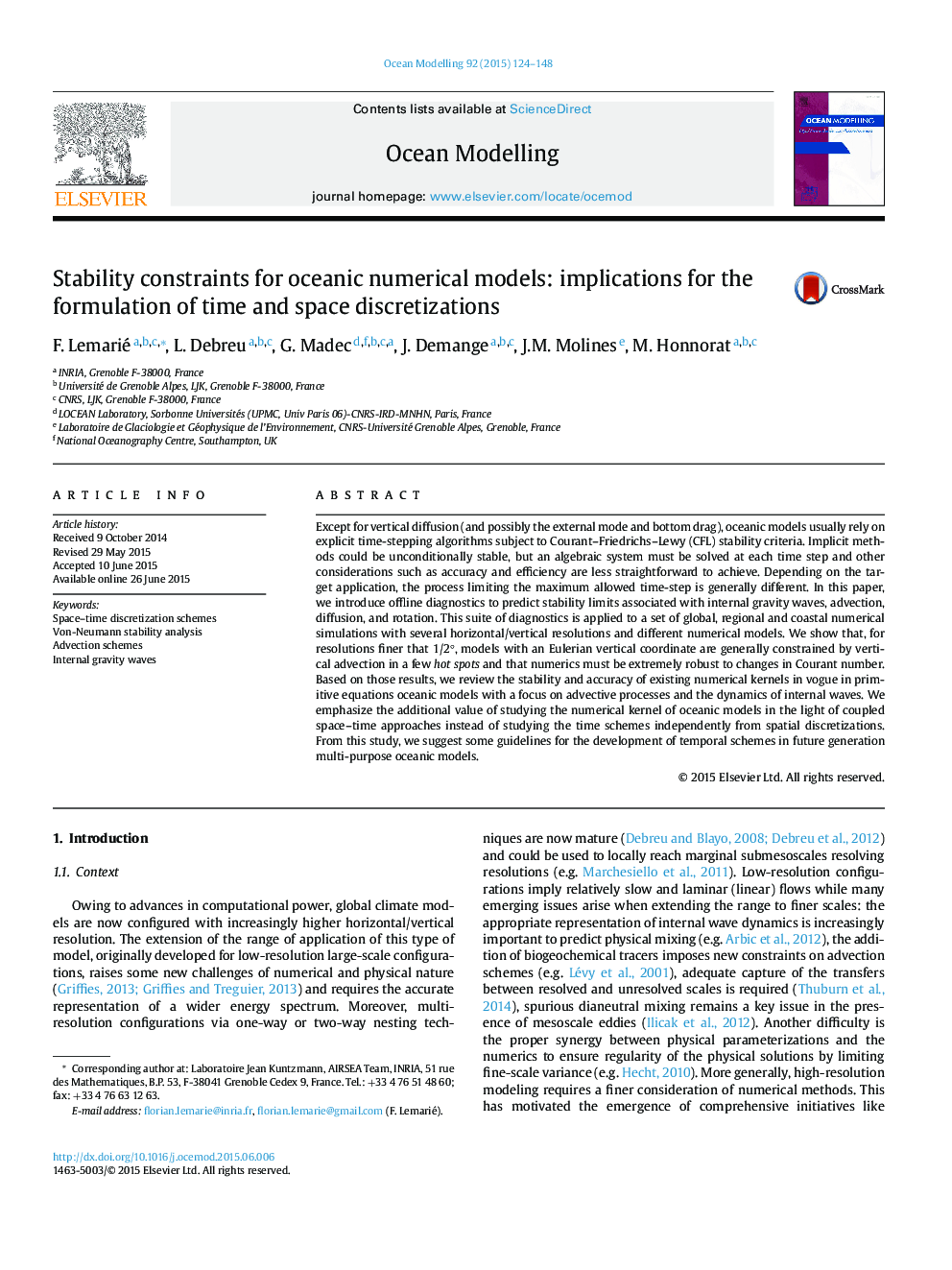 Stability constraints for oceanic numerical models: implications for the formulation of time and space discretizations