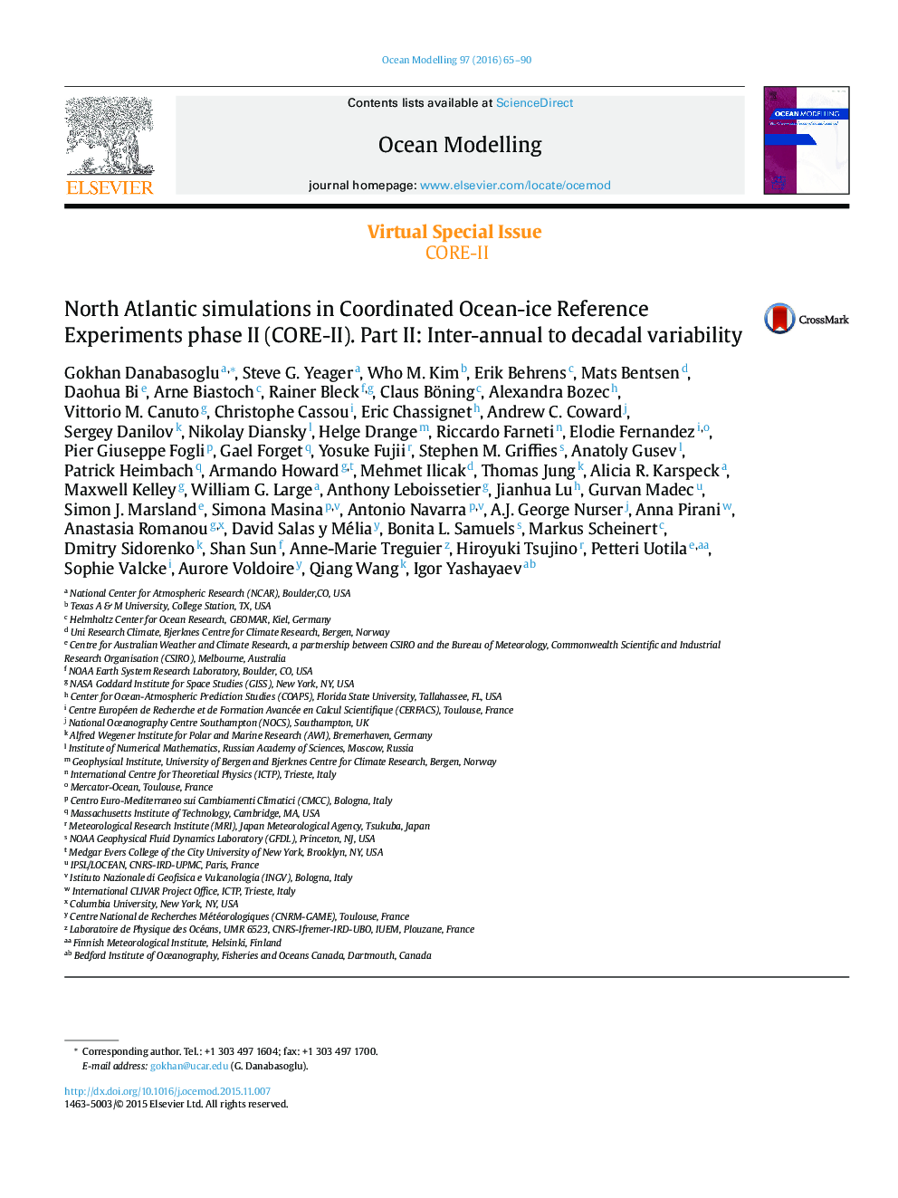 North Atlantic simulations in Coordinated Ocean-ice Reference Experiments phase II (CORE-II). Part II: Inter-annual to decadal variability