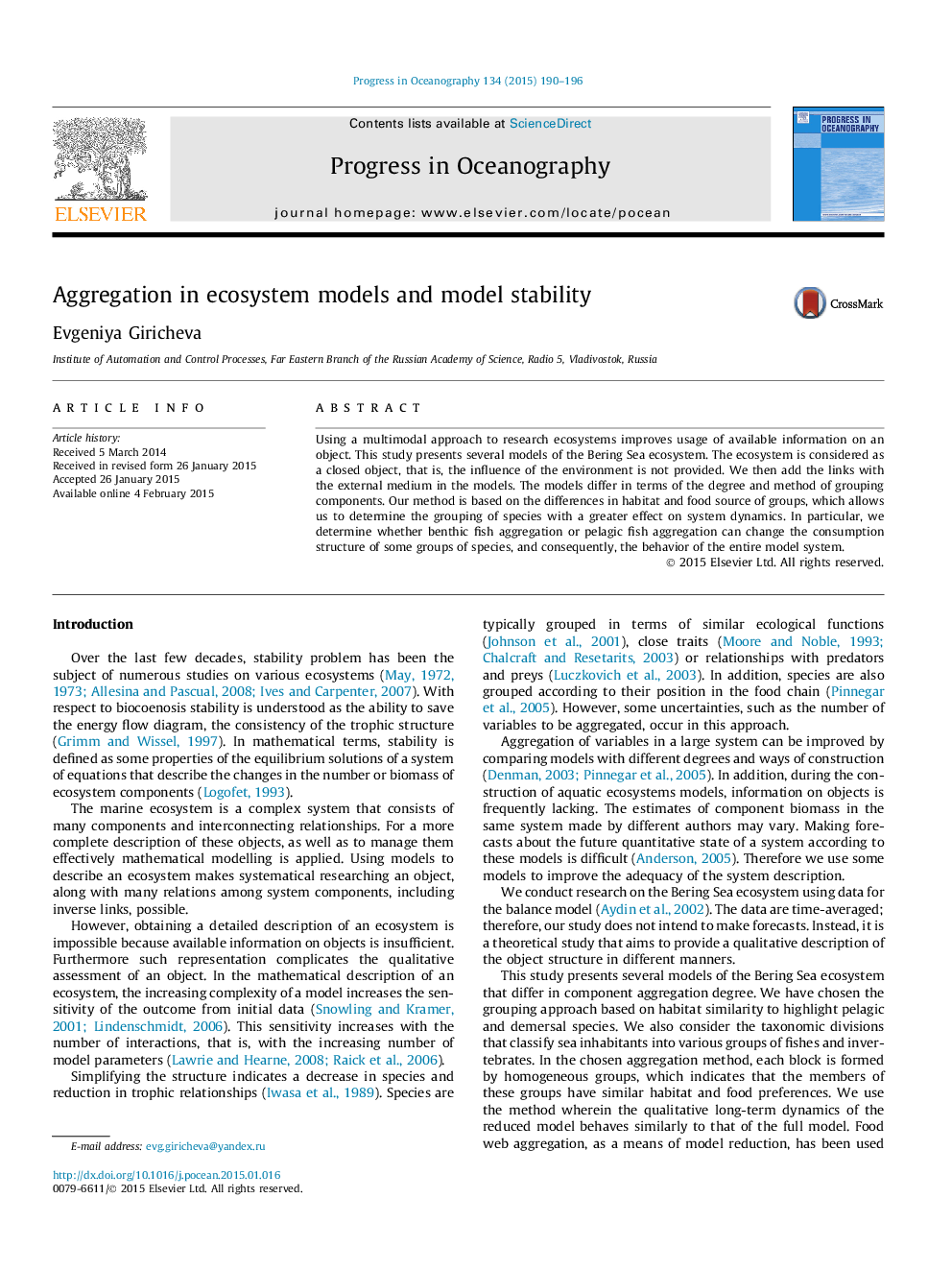 Aggregation in ecosystem models and model stability