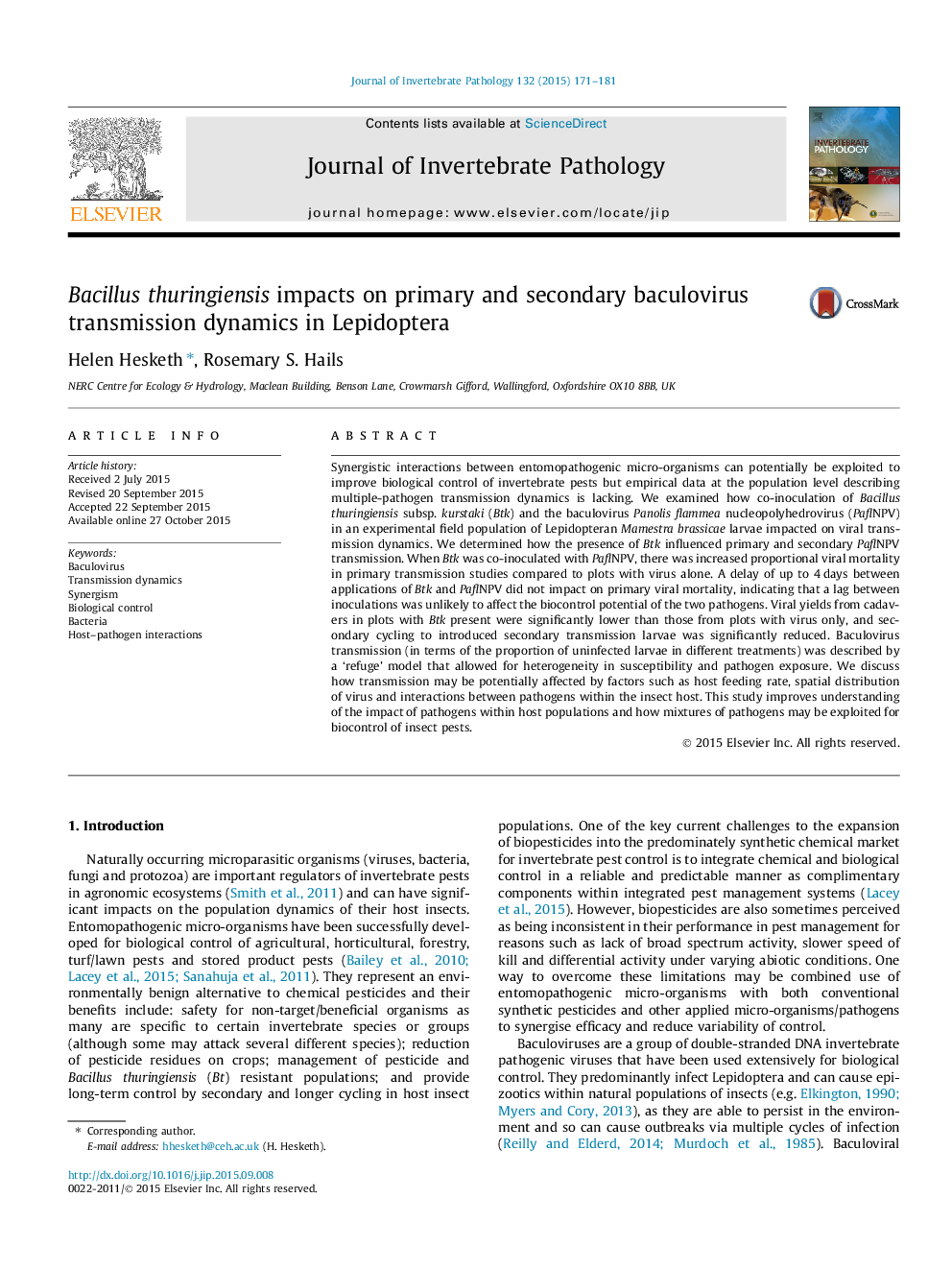 Bacillus thuringiensis impacts on primary and secondary baculovirus transmission dynamics in Lepidoptera