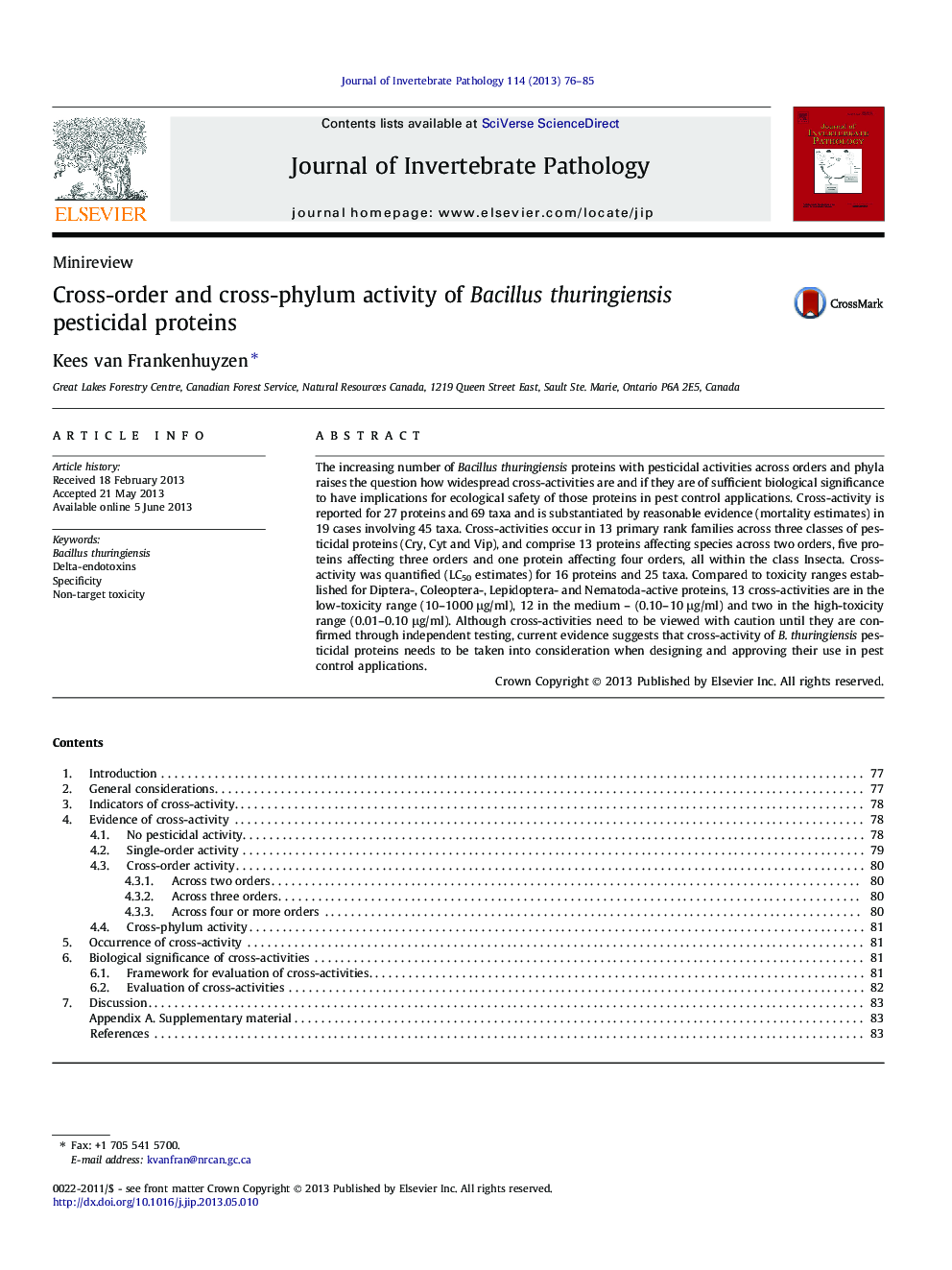 Cross-order and cross-phylum activity of Bacillus thuringiensis pesticidal proteins