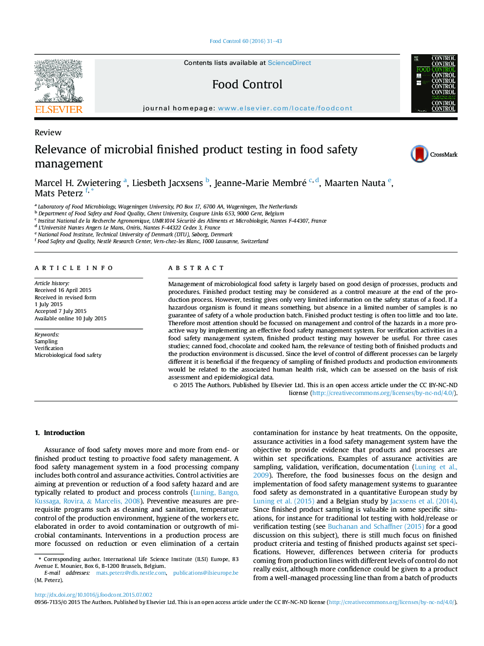 Relevance of microbial finished product testing in food safety management