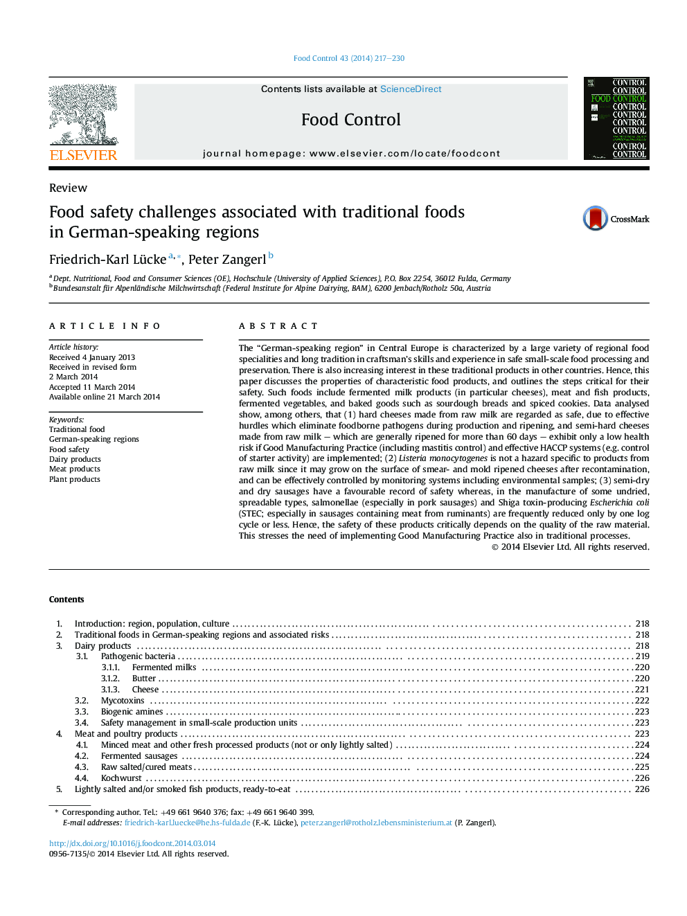 ReviewFood safety challenges associated with traditional foods in German-speaking regions