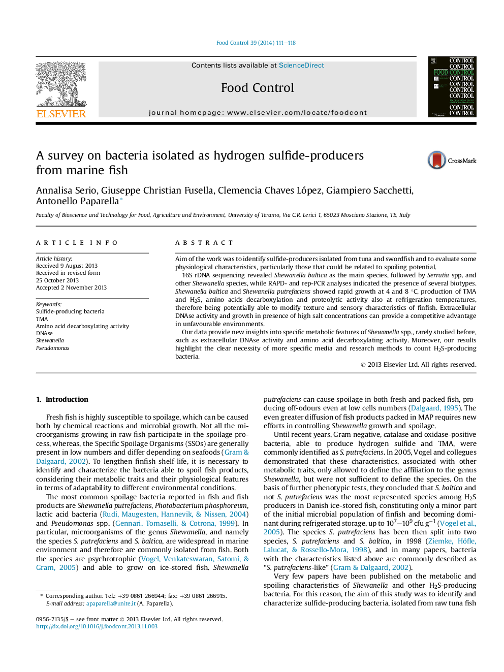 A survey on bacteria isolated as hydrogen sulfide-producers from marine fish