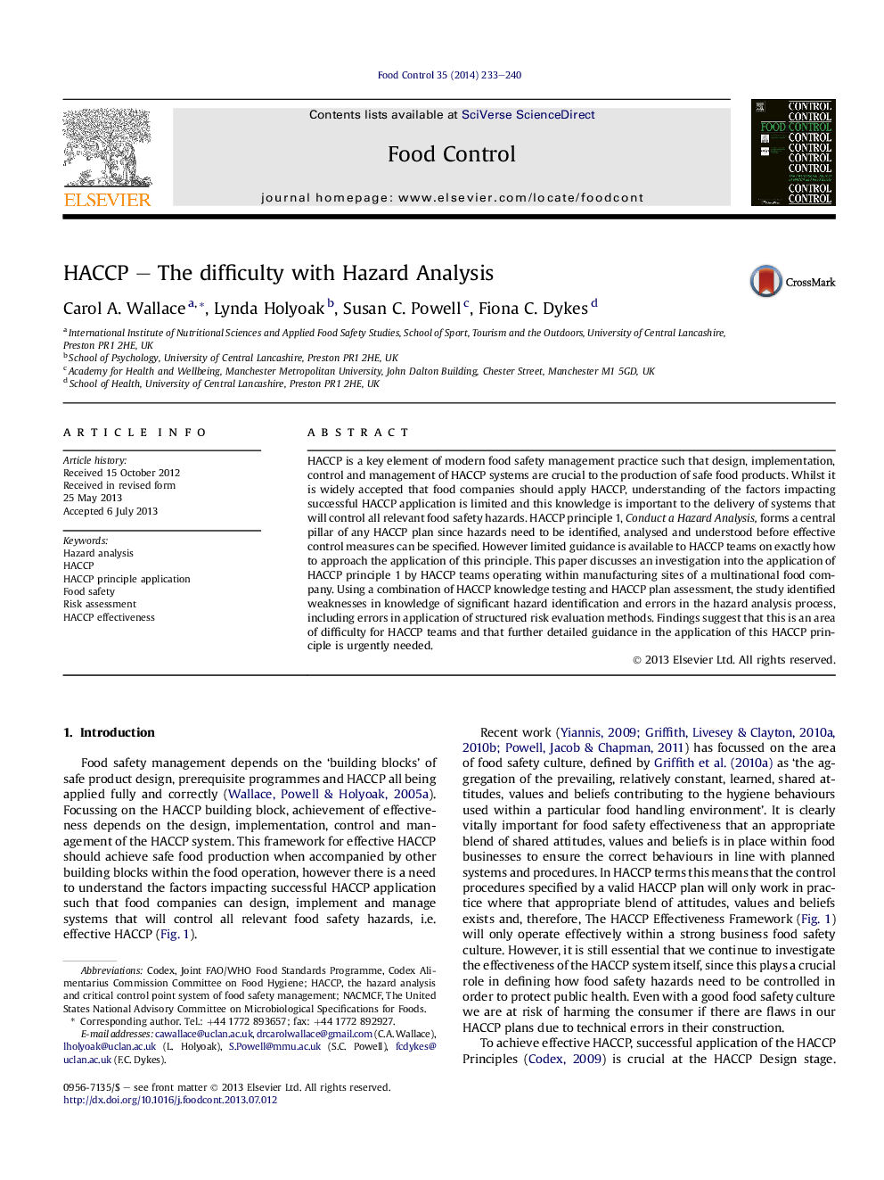 HACCP - The difficulty with Hazard Analysis