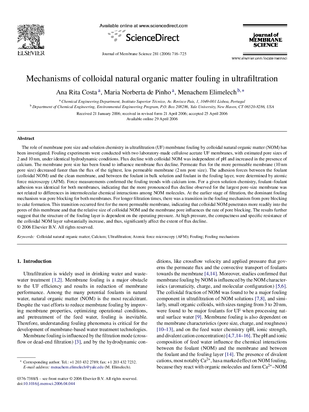 Mechanisms of colloidal natural organic matter fouling in ultrafiltration