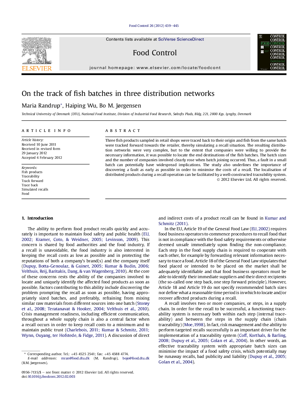 On the track of fish batches in three distribution networks