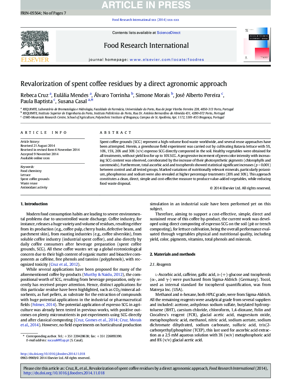 Revalorization of spent coffee residues by a direct agronomic approach