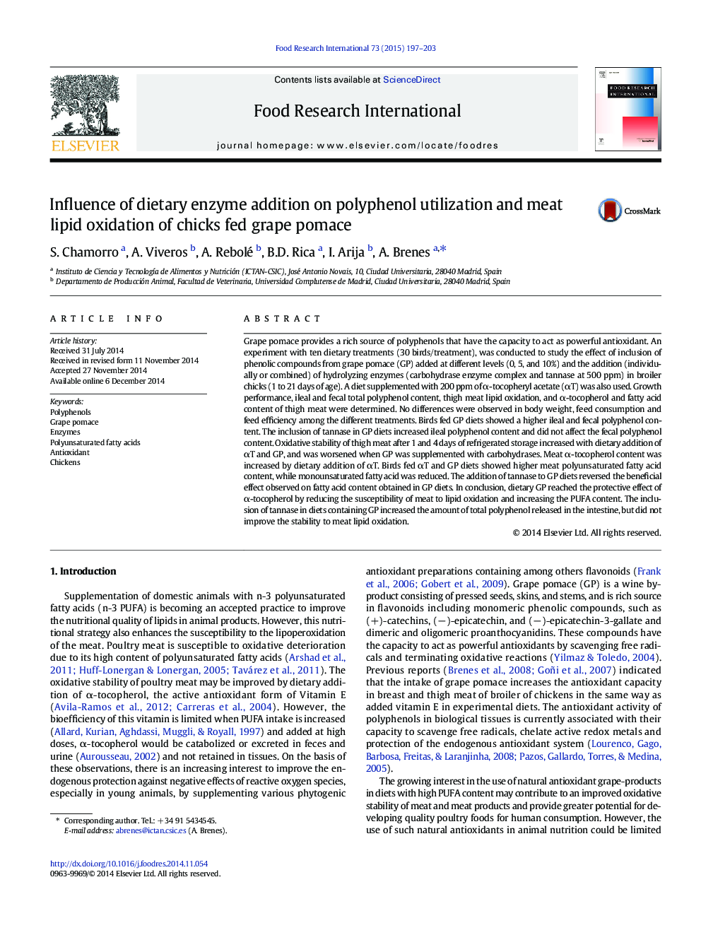 Influence of dietary enzyme addition on polyphenol utilization and meat lipid oxidation of chicks fed grape pomace