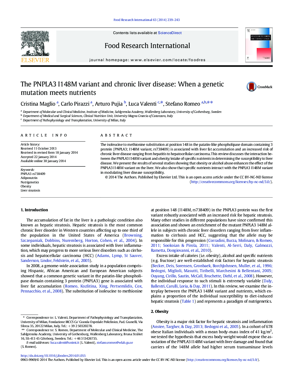 The PNPLA3 I148M variant and chronic liver disease: When a genetic mutation meets nutrients