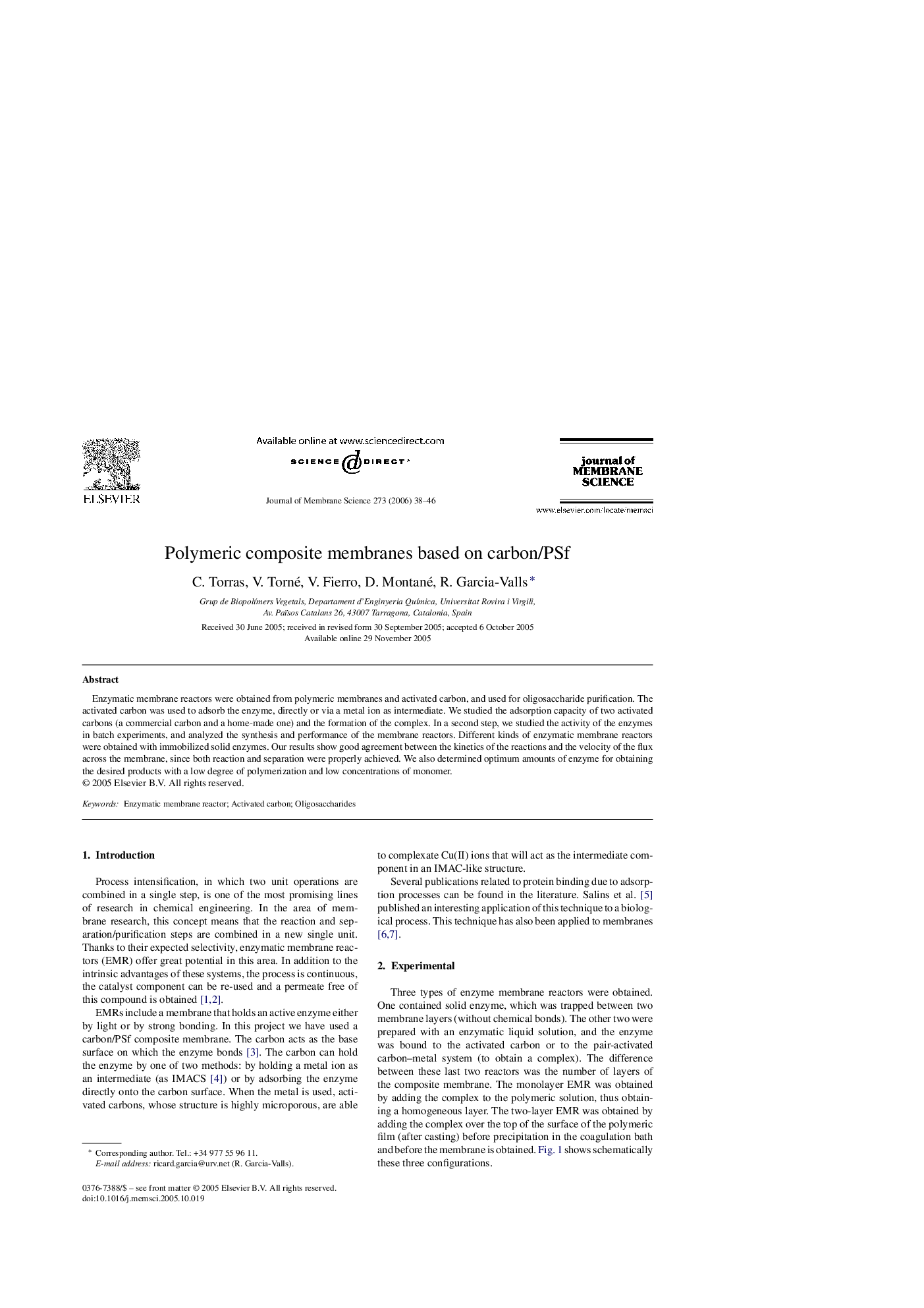 Polymeric composite membranes based on carbon/PSf