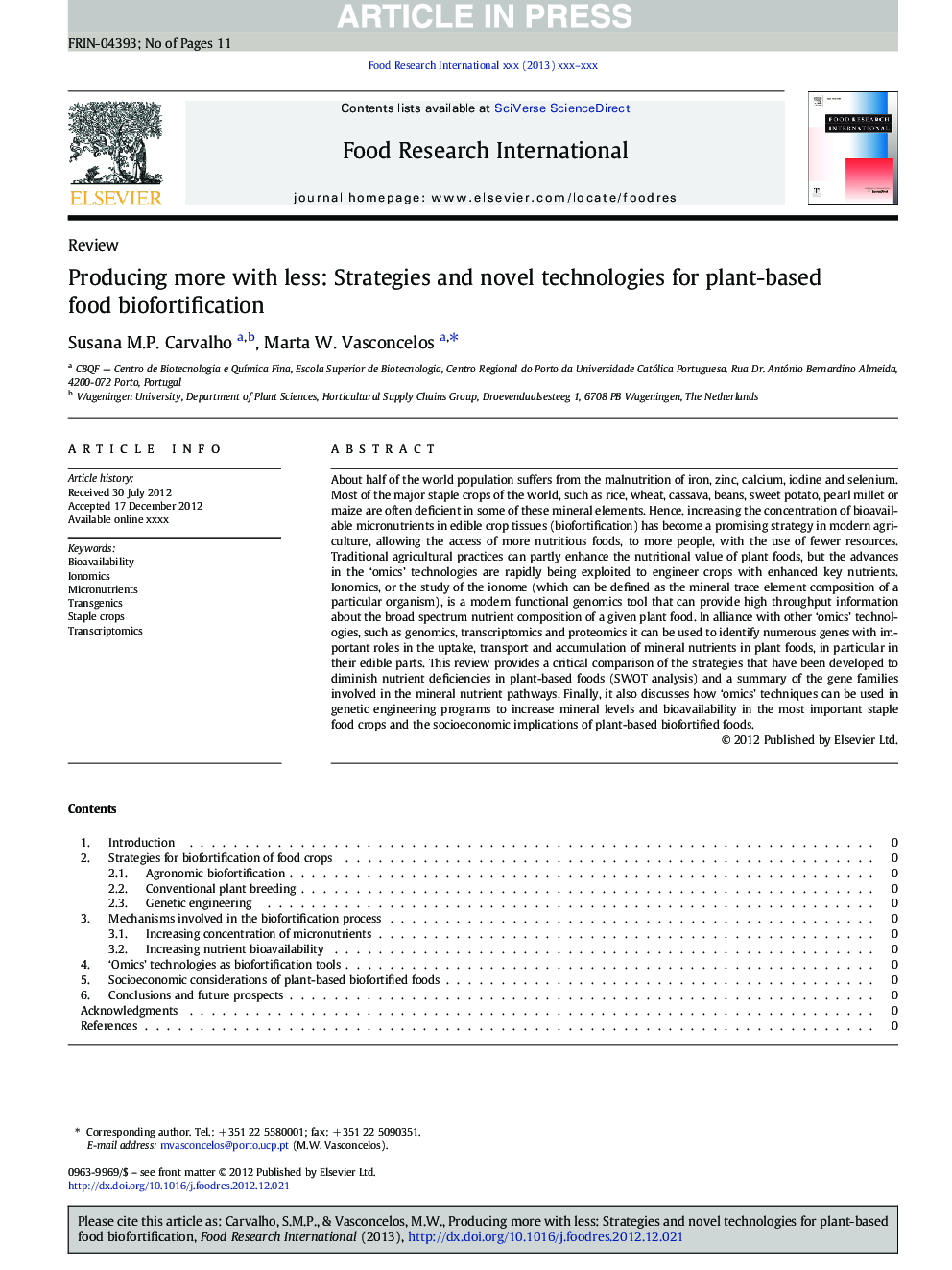 Producing more with less: Strategies and novel technologies for plant-based food biofortification