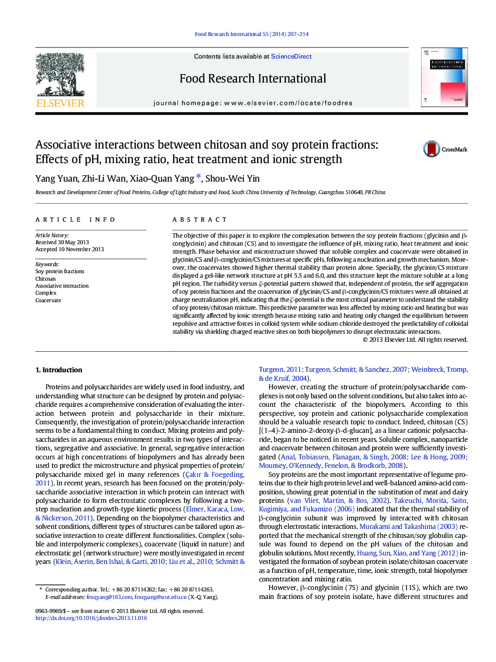 Associative interactions between chitosan and soy protein fractions: Effects of pH, mixing ratio, heat treatment and ionic strength