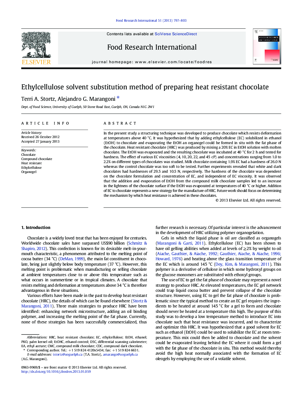 Ethylcellulose solvent substitution method of preparing heat resistant chocolate