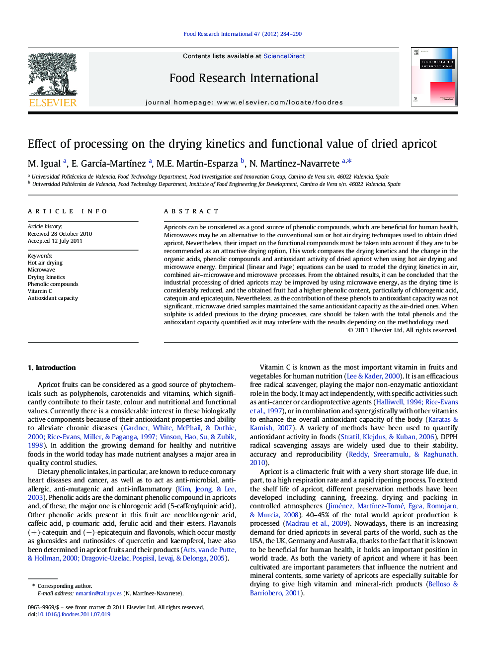 Effect of processing on the drying kinetics and functional value of dried apricot