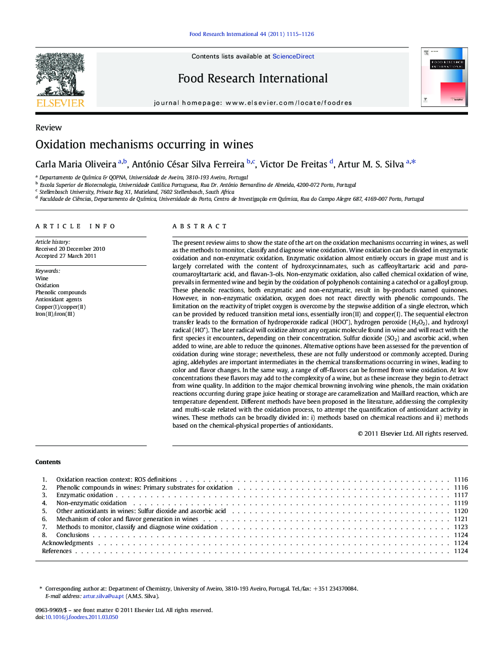 ReviewOxidation mechanisms occurring in wines